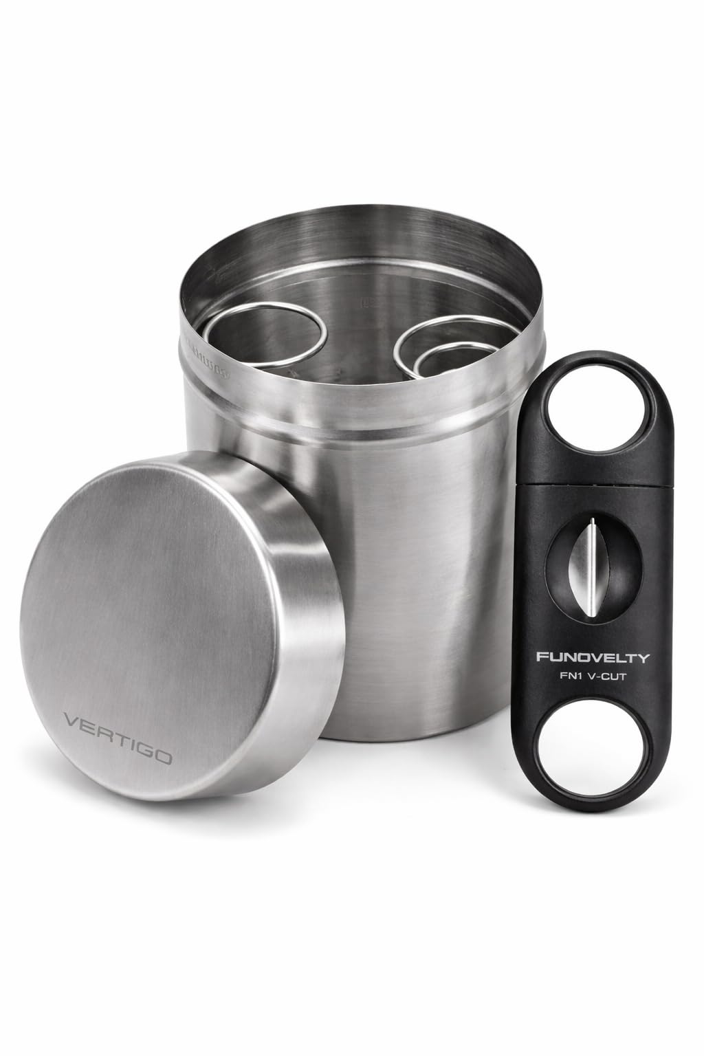 Lotus Group Vertigo Road Trip front view showing compact ashtray and lid benefit portable containment