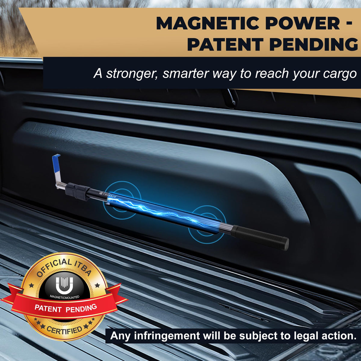 LOVEETA extended grabber on truck bed demonstrating reach and safe retrieval