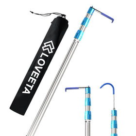 LOVEETA front view of titanium silver cargo grabber showing construction and finish for durable reach