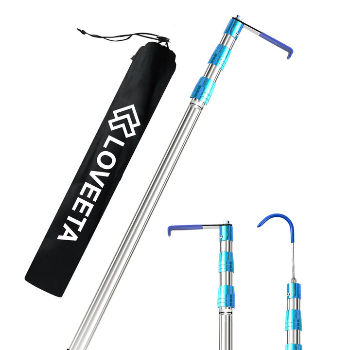 LOVEETA front view of titanium silver cargo grabber showing construction and finish for durable reach