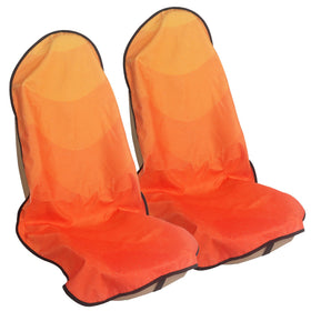 LoyaGour front view of orange seat cover protecting car seats