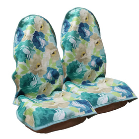 LoyaGour front seat cover full view showing chrysanthemum print protecting seat