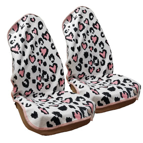 LoyaGour leopard print front seat cover showing stylish protection benefit