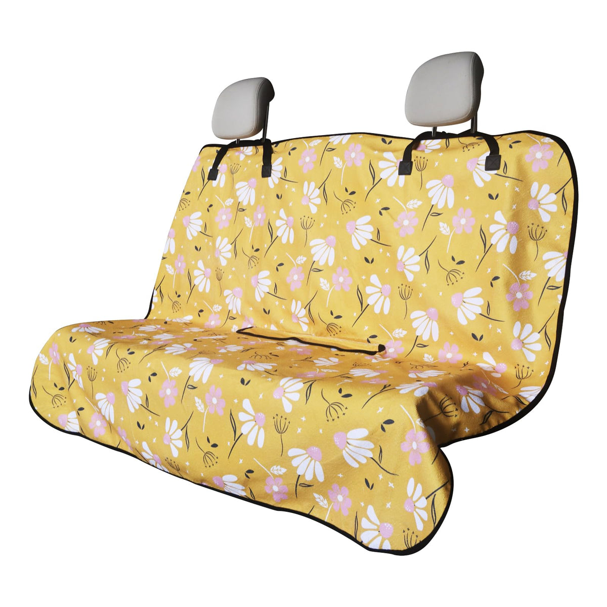 LoyaGour front view showing chamomile yellow pattern and full coverage benefit
