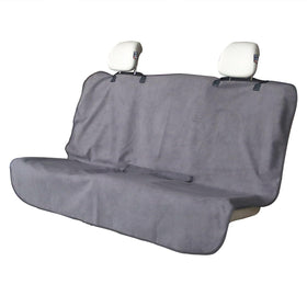 LoyaGour front view grey back seat cover showing full-bench protection and clean look