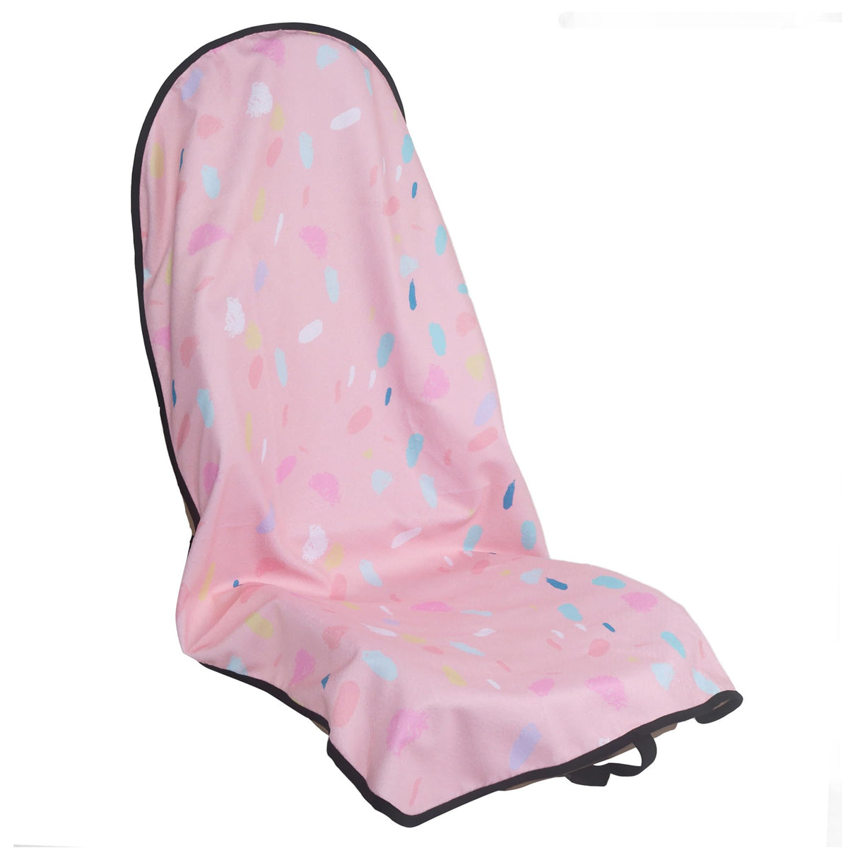 LoyaGour front view seat cover showing pink marbling pattern and full protection