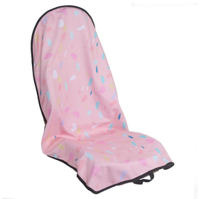 LoyaGour front view seat cover showing pink marbling pattern and full protection
