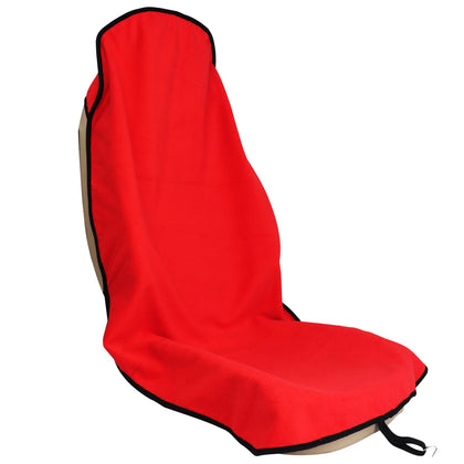 LoyaGour front view showing full red seat cover protecting seat effectively