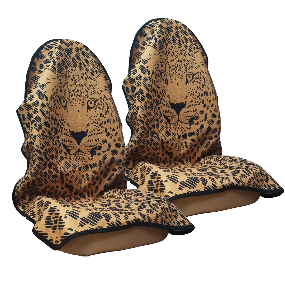 LoyaGour leopard front packaging view showing two covers and quick-install benefits