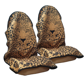 LoyaGour leopard front packaging view showing two covers and quick-install benefits