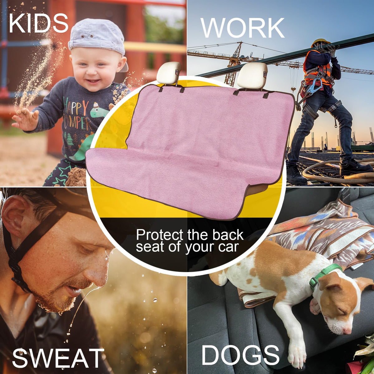 LoyaGour dog sitting on cover showing pet protection and easy cleanup