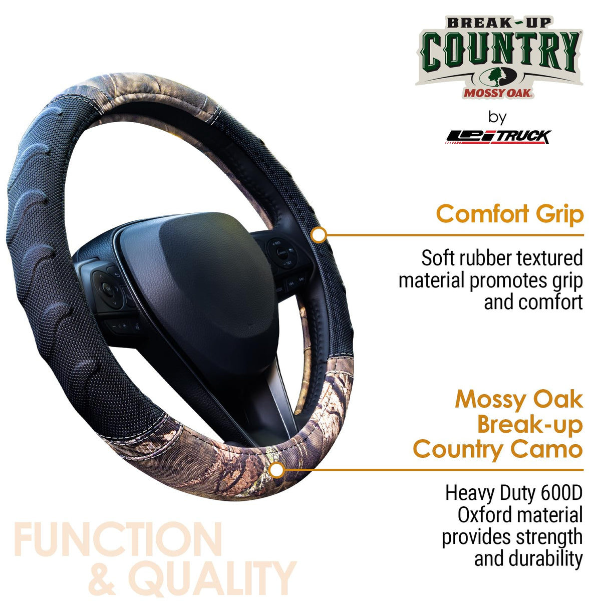 LPI Truck lifestyle shot in truck cab showing rugged camouflage styling benefit