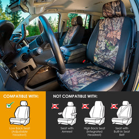 LPI Truck camo seat covers in outdoor vehicle emphasizing rugged utility