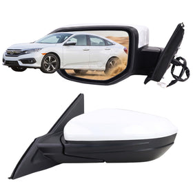 Lqito left driver mirror front view showing taffeta white finish and clean fit