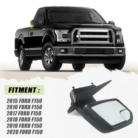 Lqito mirror being installed on F-150 door showing easy ten-minute replacement benefit