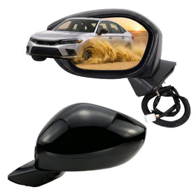 Lqito left mirror front view showing Crystal Black Pearl finish and seamless OEM look