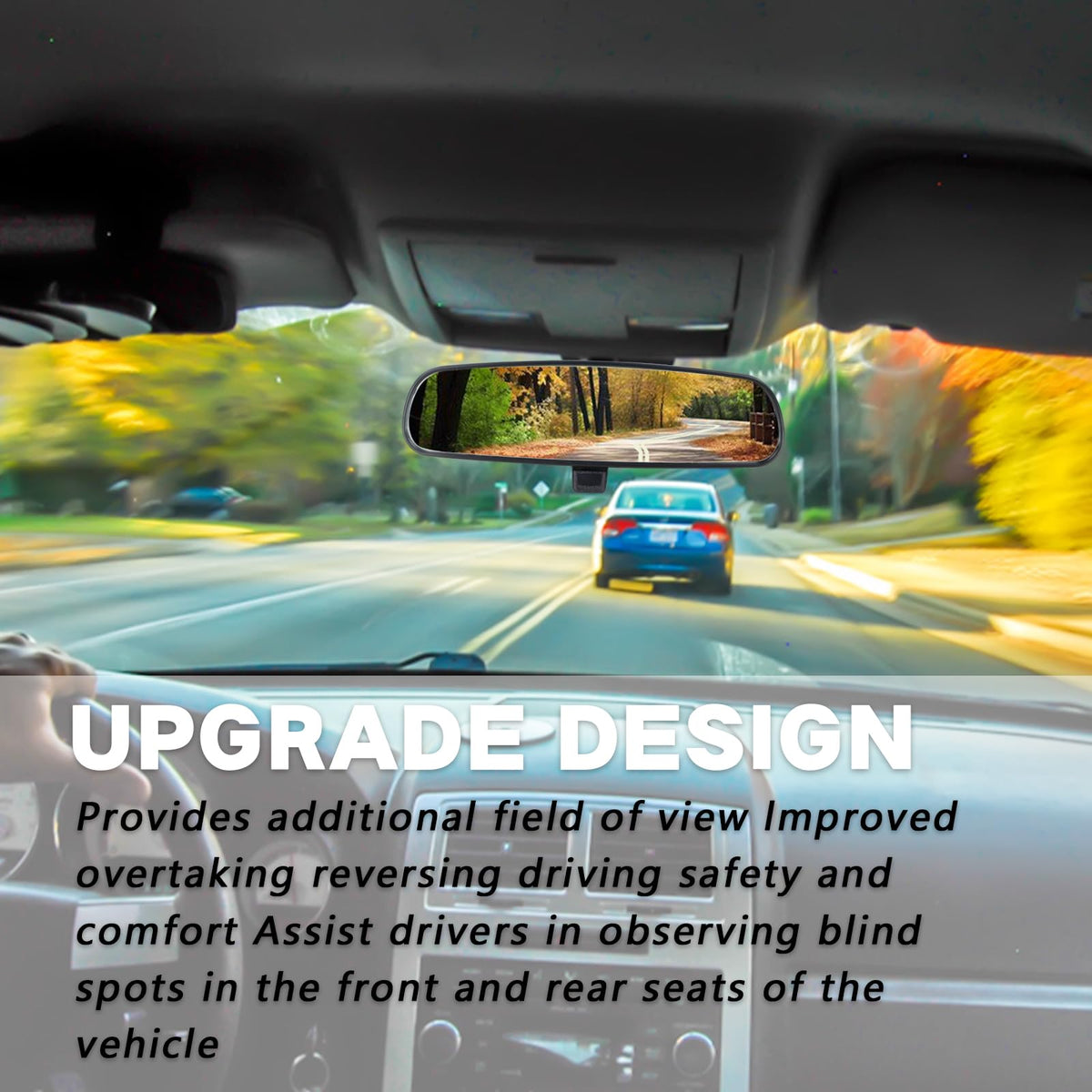 Lqito mirror in driving lifestyle shot showing reduced blind spots for safer driving