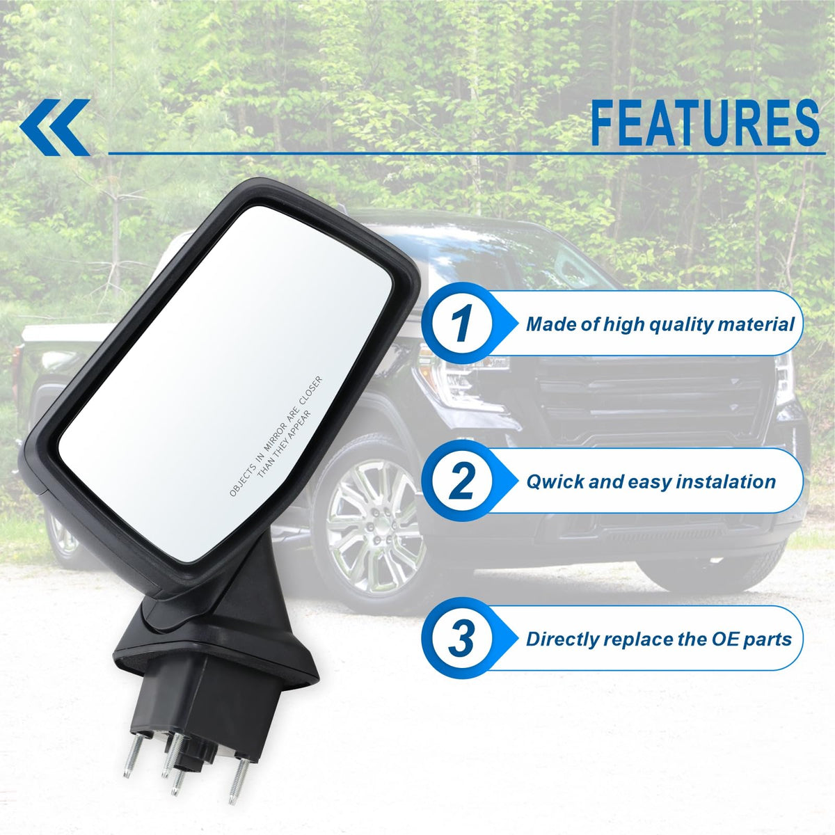 Lqito mirror glass detail with heating element for clearer visibility benefit
