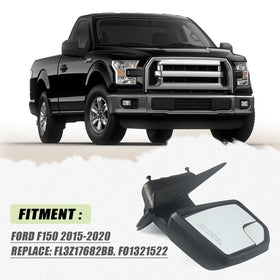 Lqito mirror mounted on Ford F-150 illustrating direct-fit replacement benefit