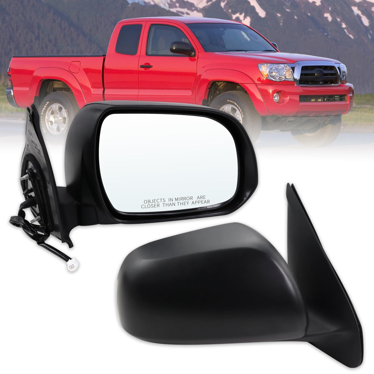 Lqito front view of right passenger mirror showing precise fit and improved visibility