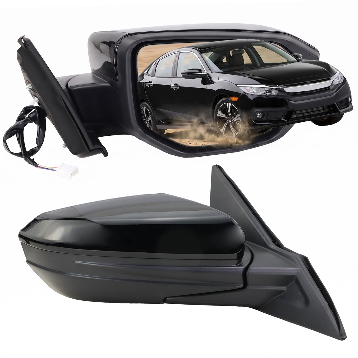 Lqito front view passenger mirror showing clean fit and improved visibility