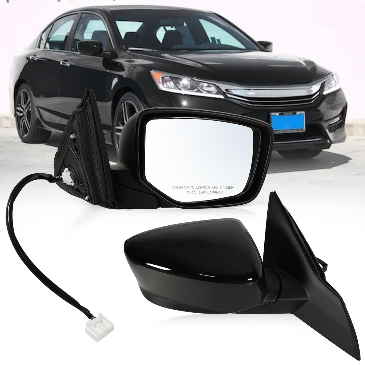 Lqito right mirror front view showing fit and factory-match finish for easy replacement