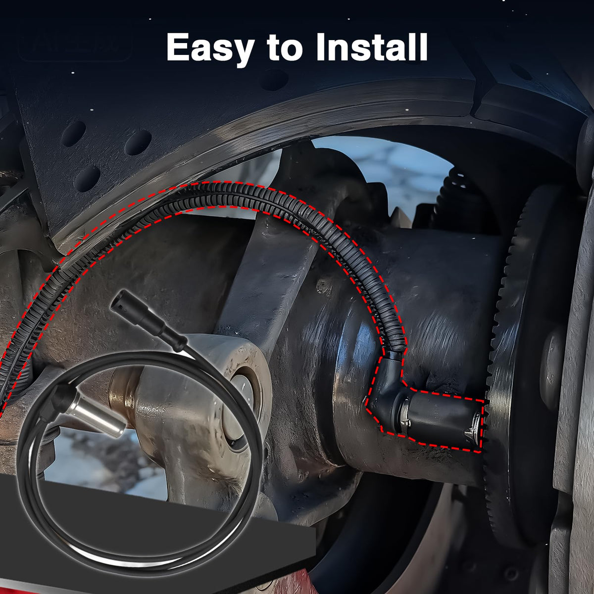 LQYLMY sensor installed on wheel hub illustrating restored ABS feedback reliability