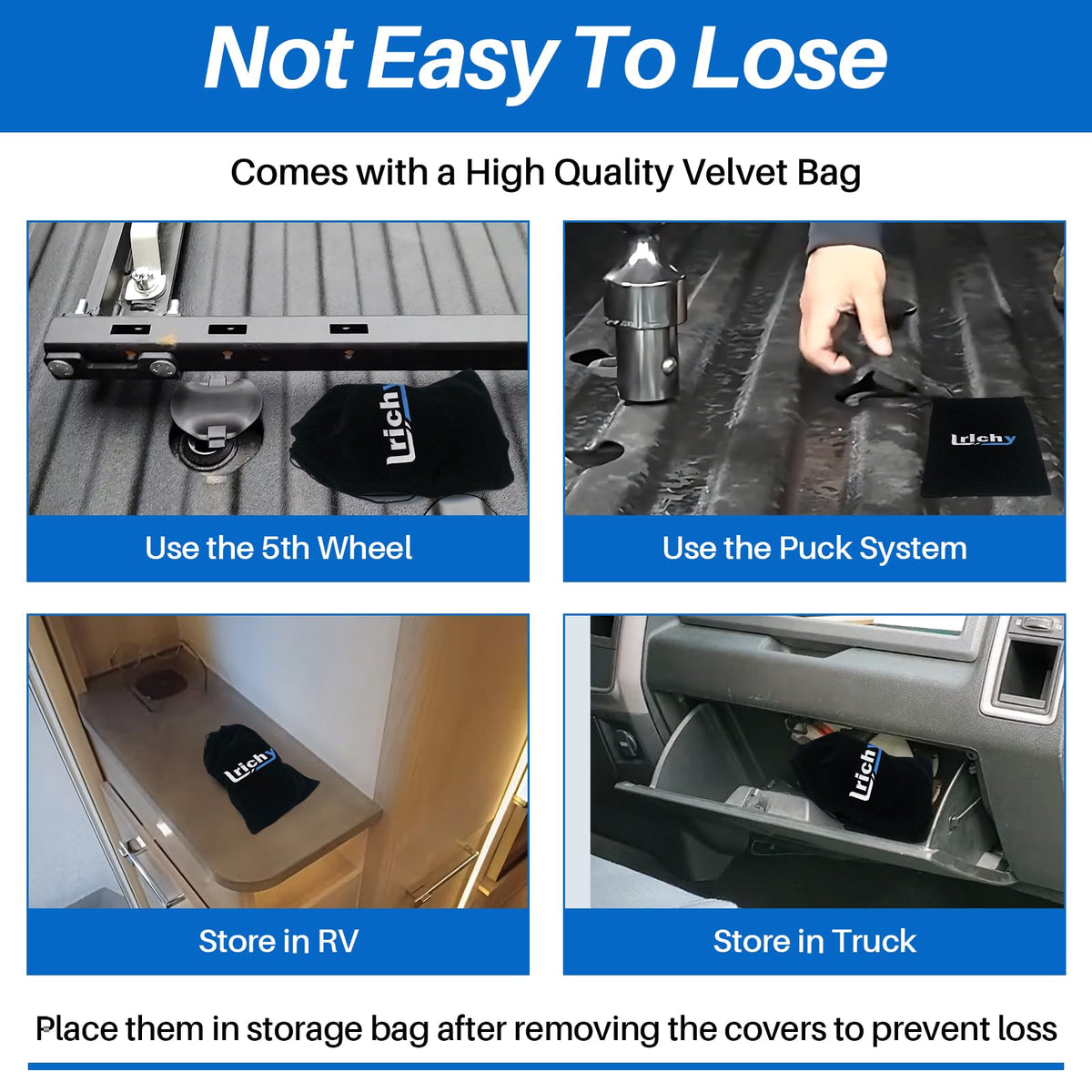Lrichy installed puck covers in a Sierra bed protecting puck openings from debris