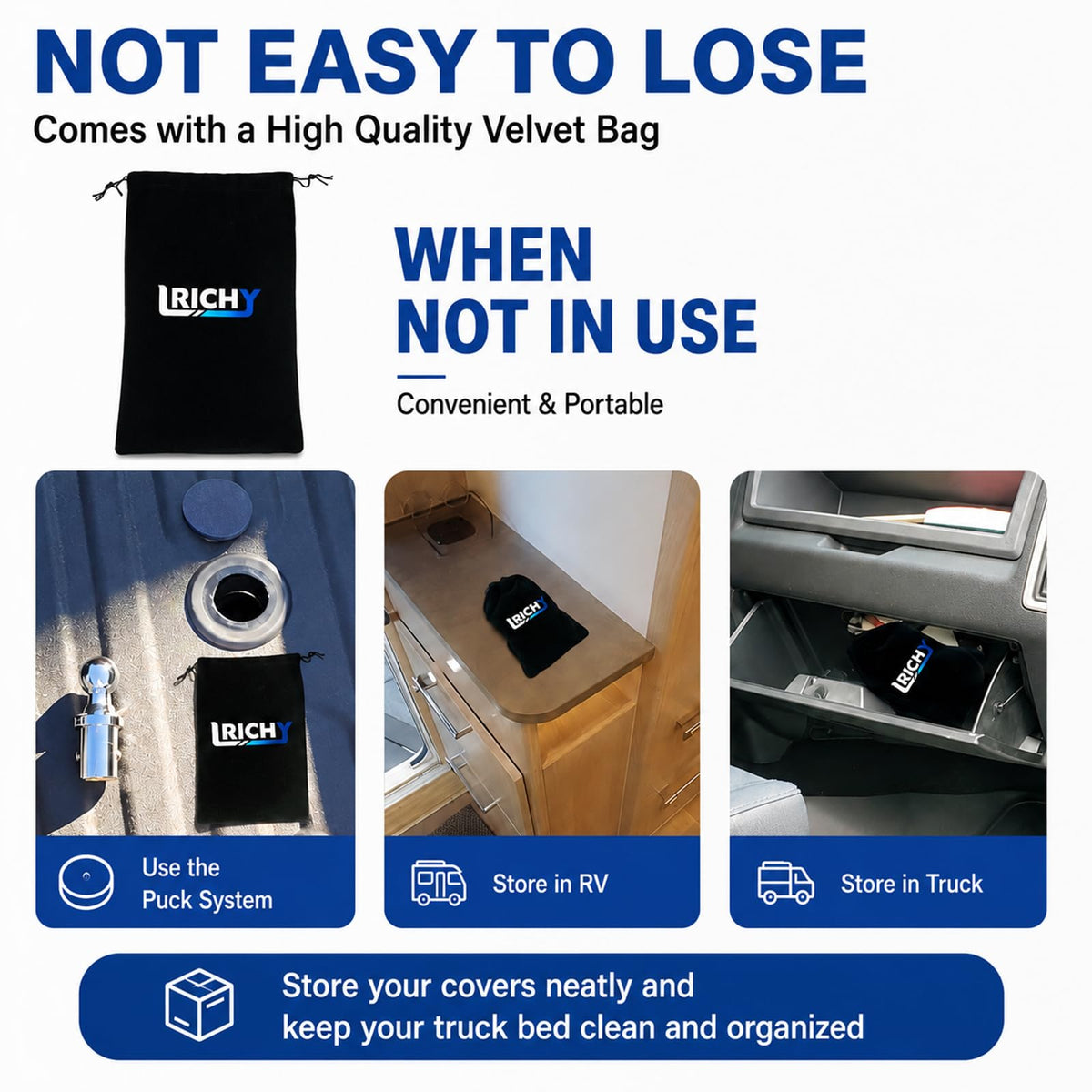 Lrichy puck cover installed in Ford bed showing protective seal
