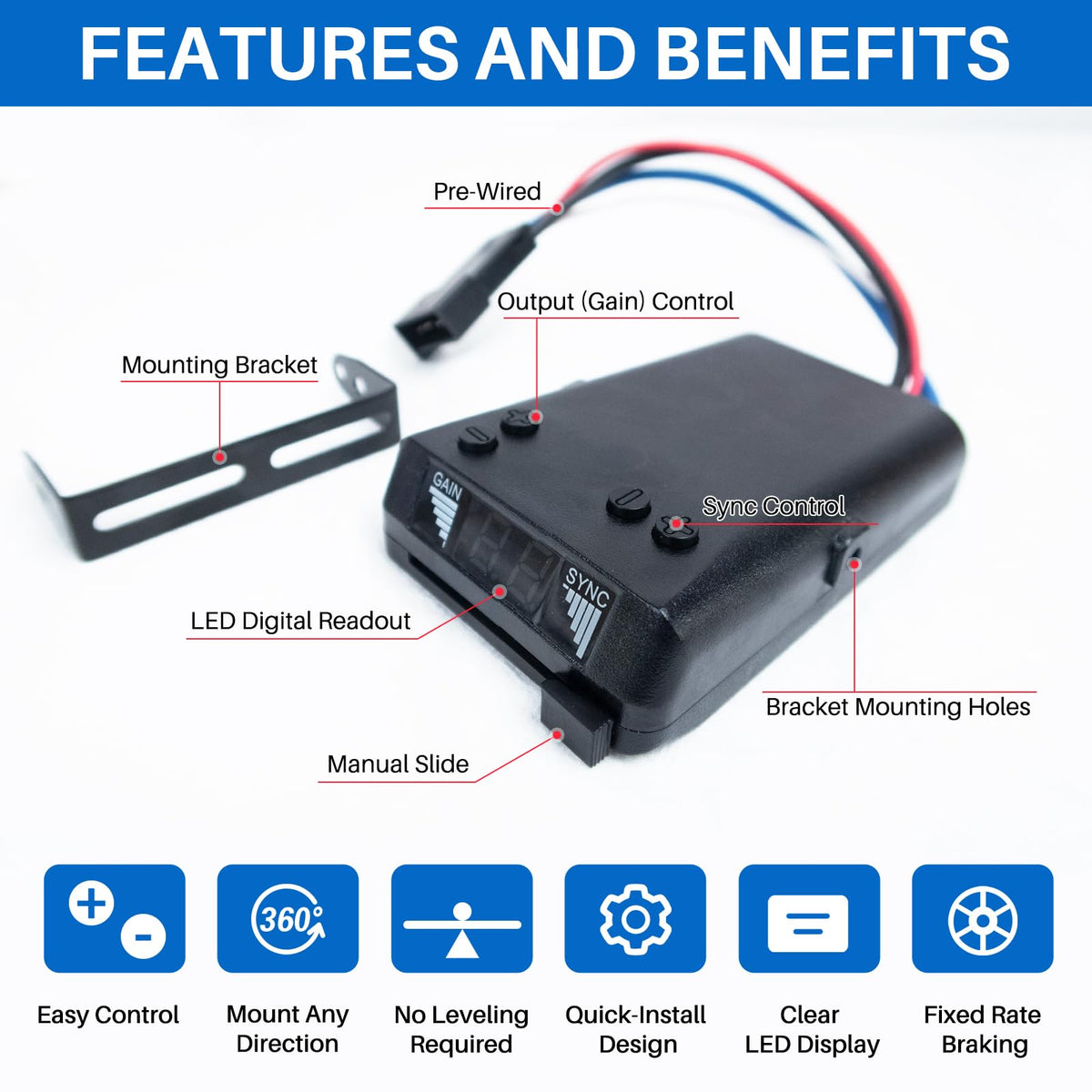 Close-up of Lrichy LED display and indicators for quick diagnostic feedback while towing