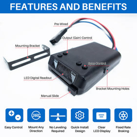Close-up of Lrichy LED display and indicators for quick diagnostic feedback while towing