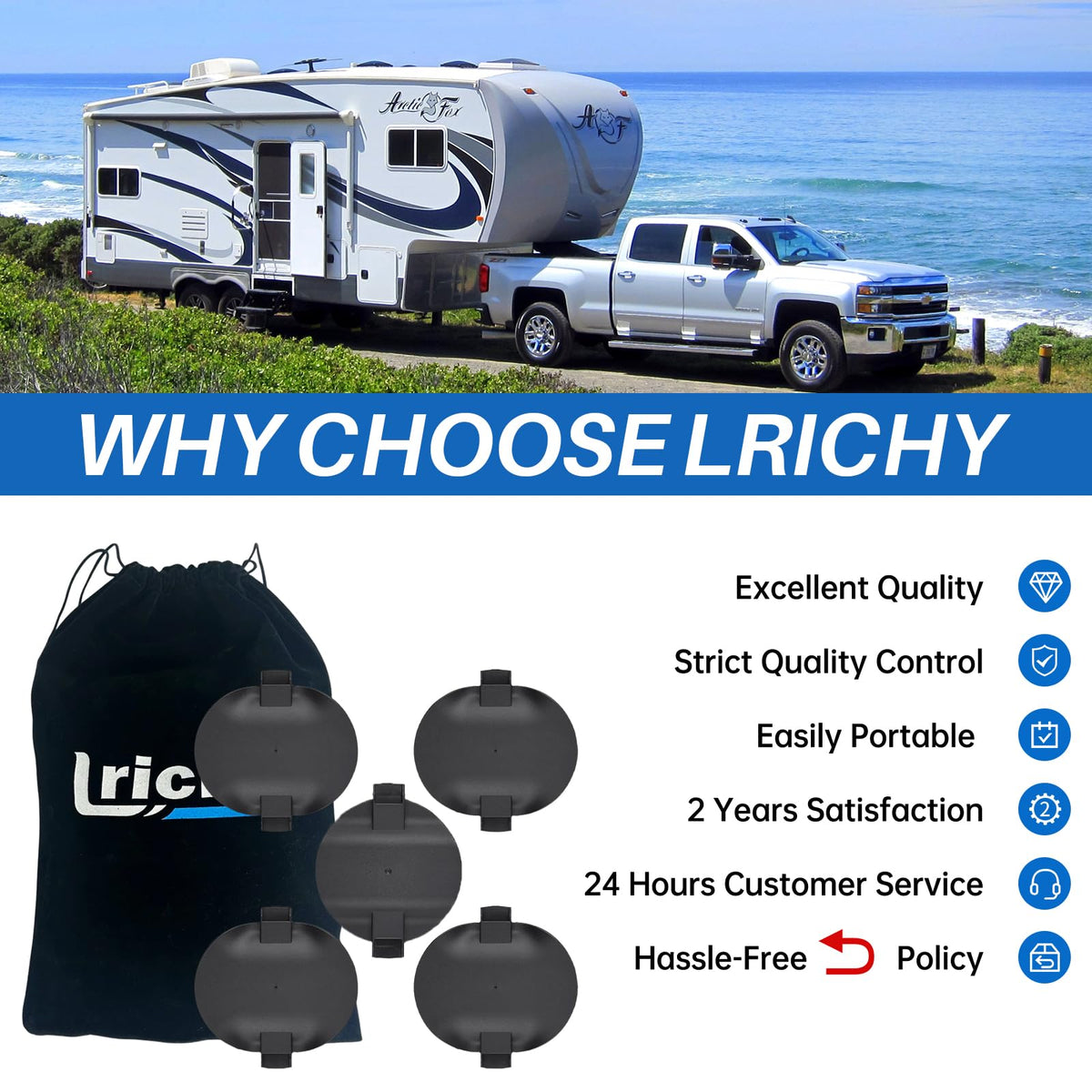 Lrichy puck covers visible in truck bed in a lifestyle shot showing clean finished look