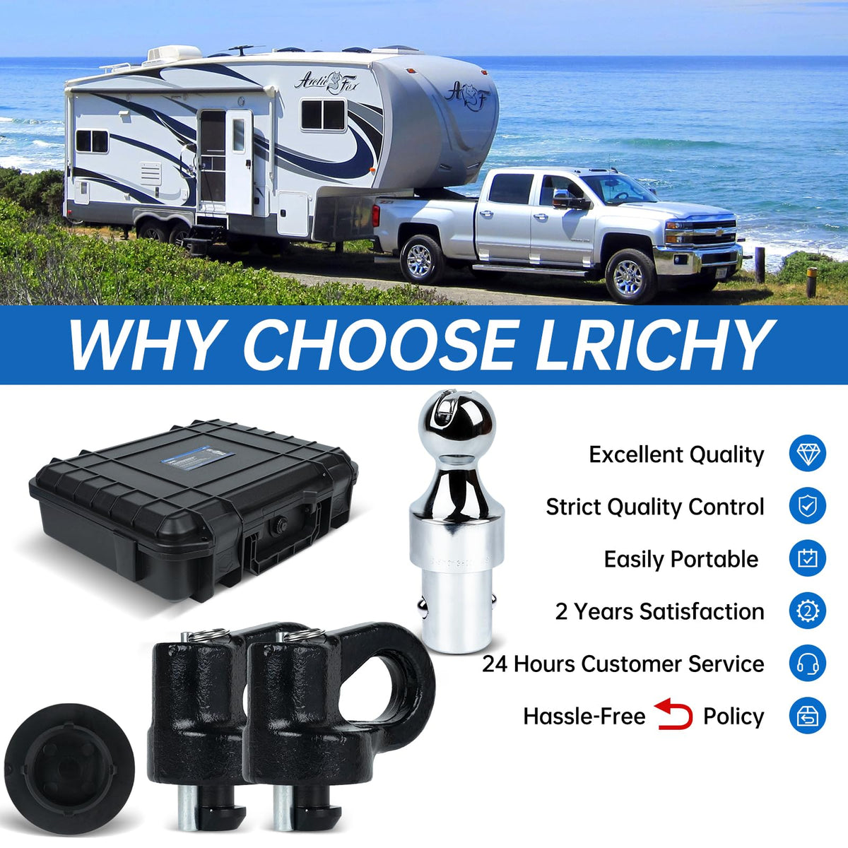Lrichy truck towing trailer in field scene highlighting heavy-duty capability