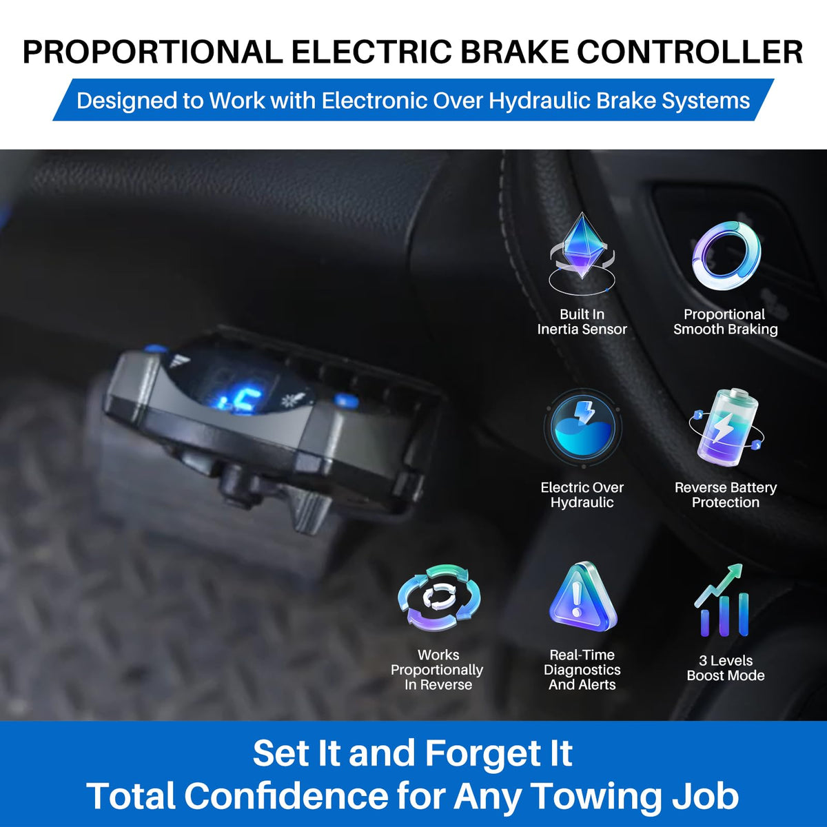 Lrichy power knob and boost button detail enabling manual override and extra braking power