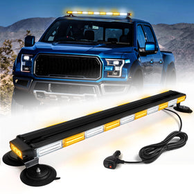 LRTER front view of 42-inch amber white light bar showing compact profile and bright LEDs