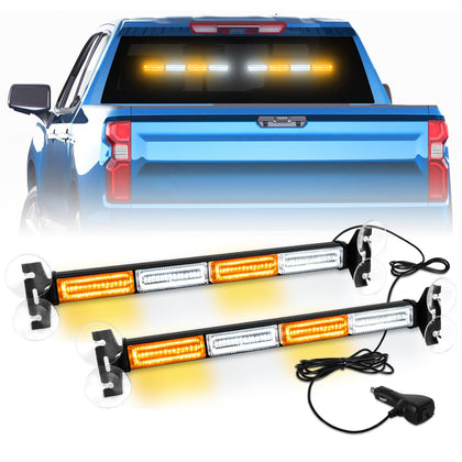 LRTER front view of amber white light bar showing clear warning beam benefit visibility