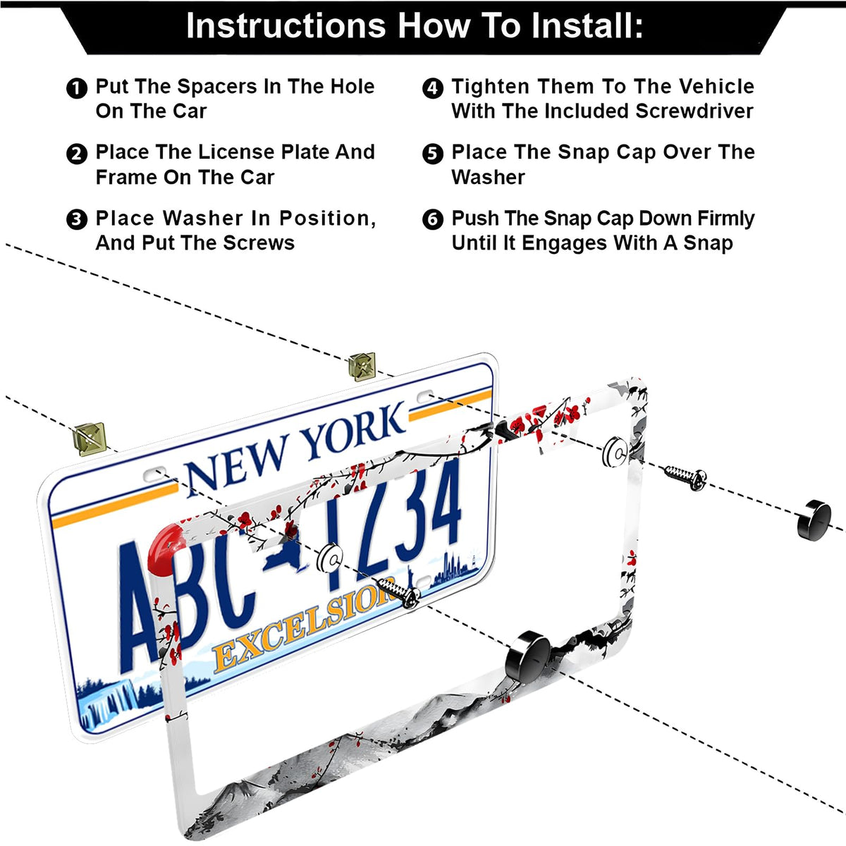 LRZJYDMB installed on vehicle front plate showing fit and benefit: preserves registration visibility