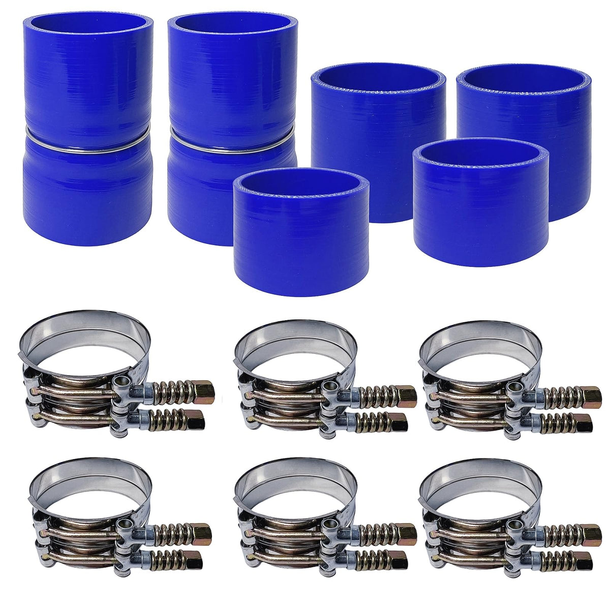 LSDZWORK front view kit blue showing all boots and clamps for quick fit verification