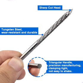 LSTOPGO tungsten tip close-up showing hardened burr for precise cutting