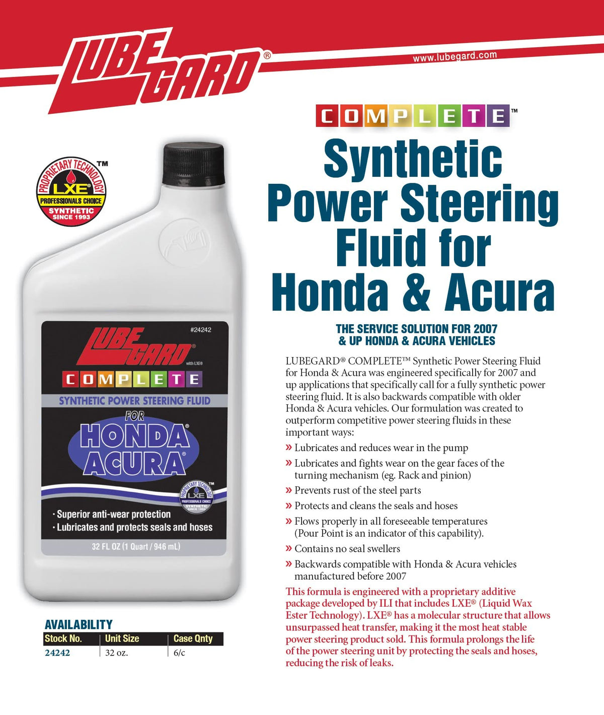 Lubegard being poured into a steering reservoir showing easy application and compatibility