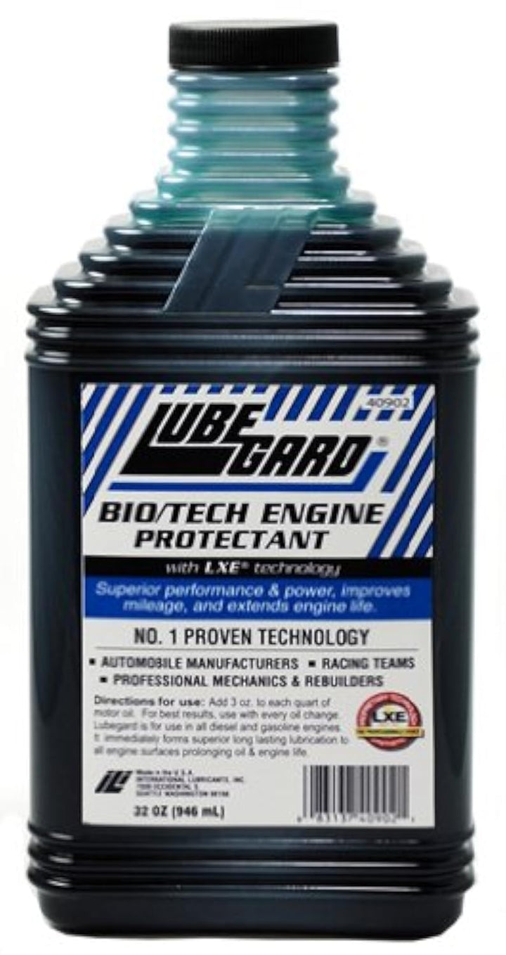 Lubegard 40902 front label showing product benefits and LXE technology