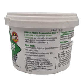 Close-up of Lubegard Assemblee Goo green gel texture demonstrating firm tackiness and handling ease