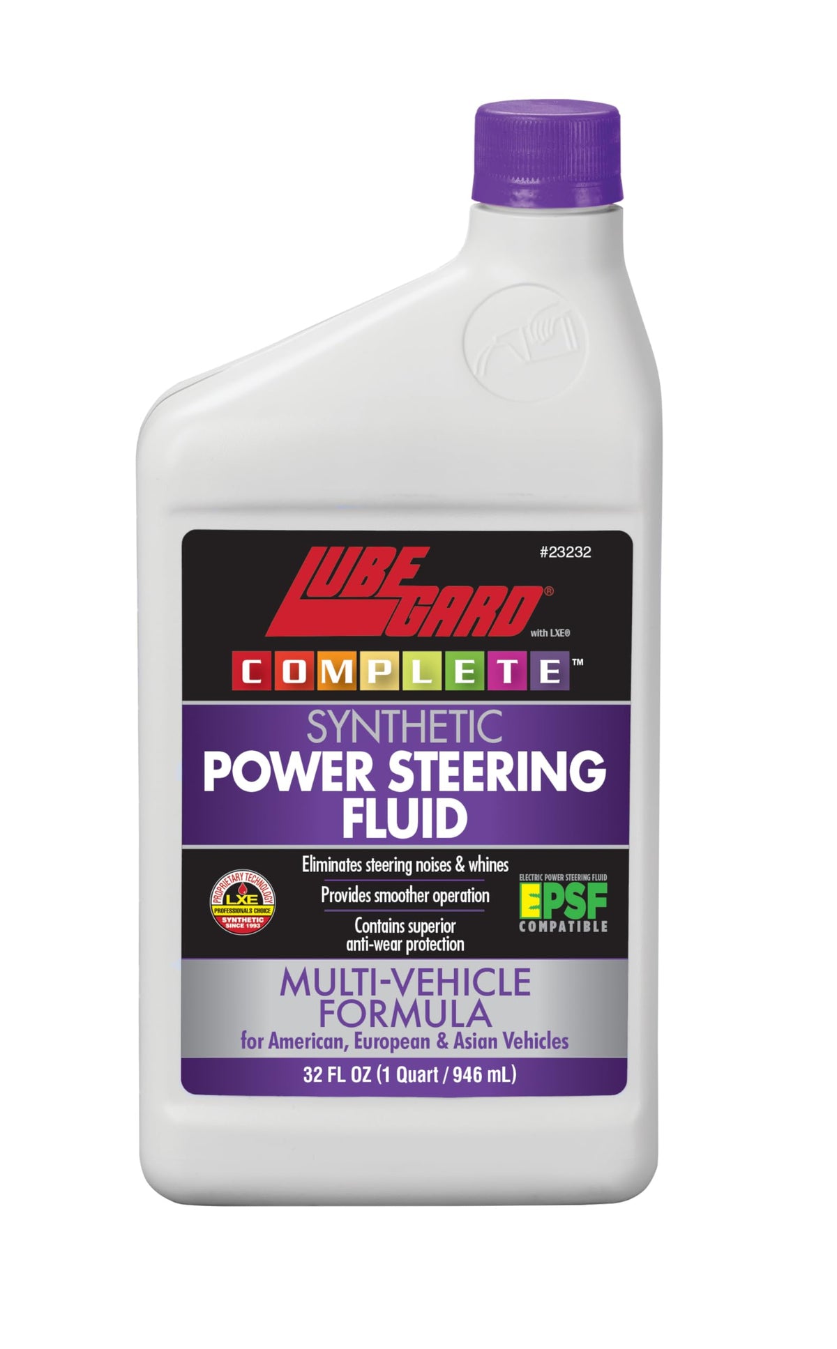 Lubegard front label on 32 oz bottle showing clear brand and product benefits