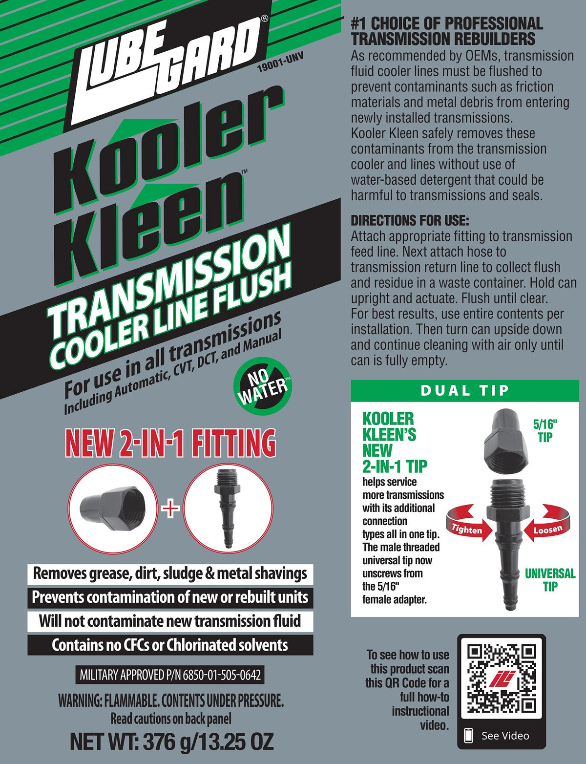 Lubegard product applied to transmission cooler lines for thorough cleaning