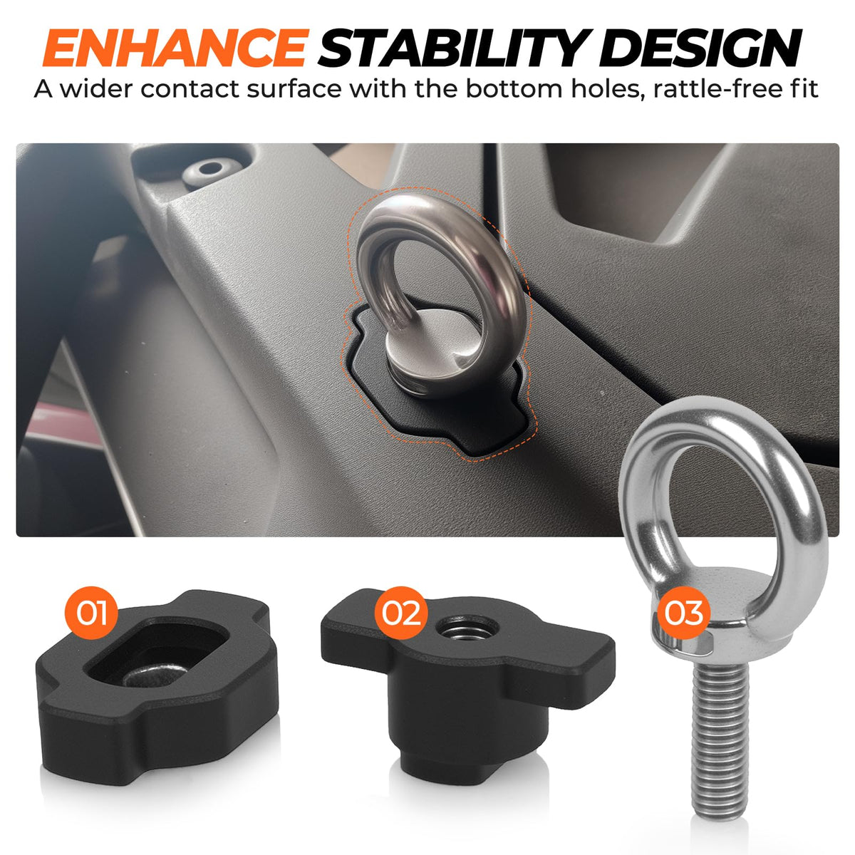 LUBELE anchor rotated during quick-attach install demonstrating tool-free fit