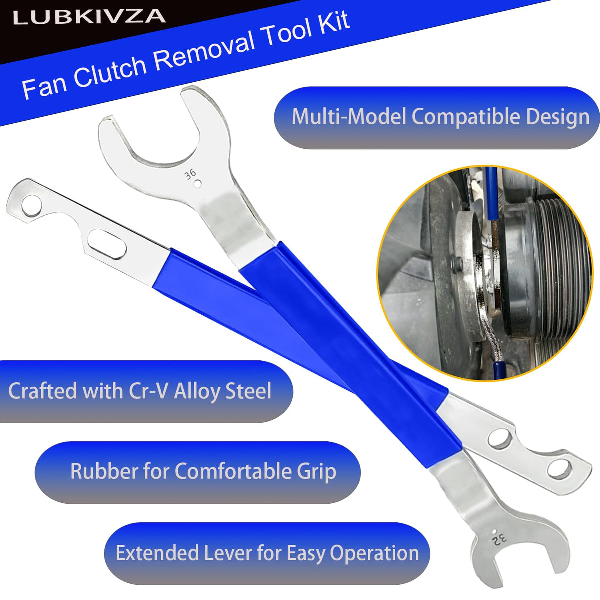 LUBKIVZA close-up of 32mm and 36mm wrench heads highlighting precise fit