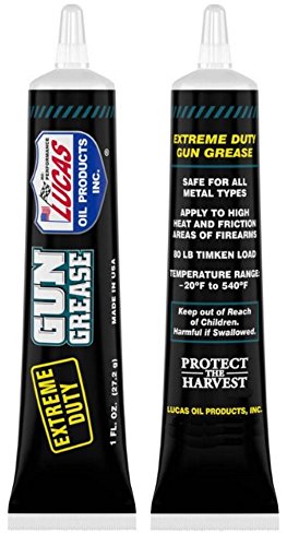 Lucas Oil grease tube label detail highlighting product ID and long-lasting lubrication
