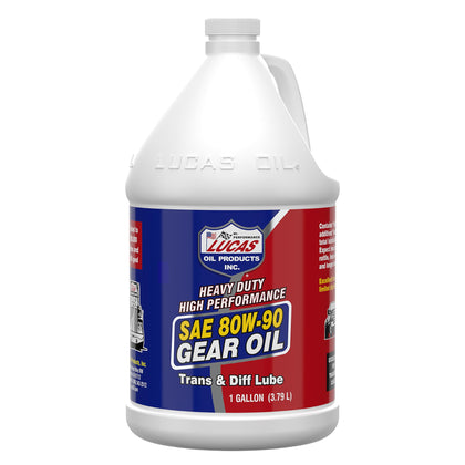 Lucas Oil 1 gallon bottle front view showing product identity and rugged packaging benefit