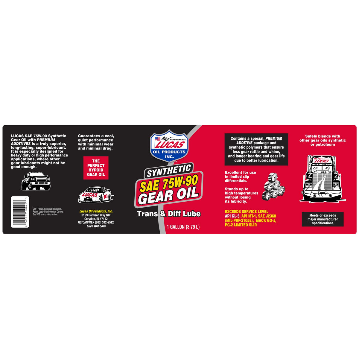 Lucas Oil 10048 pouring close-up showing smooth synthetic texture for reliable gear protection