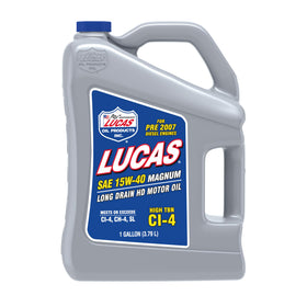 Lucas Oil front label on one-gallon jug showing product ID and benefits